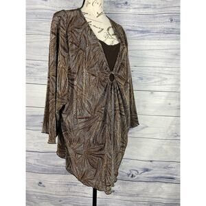 Maggie Barnes Blouse Womens 52" Bust 3/4 Sleeves Stretch Scoop Neck Layered